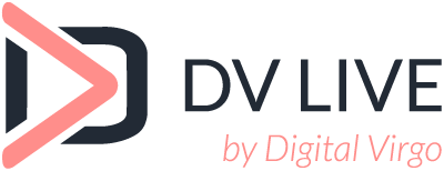 DV Live logo, an audience monetization solution powered by Digital Virgo