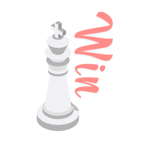 Illustration of chess king with "win" write in Dv Live color